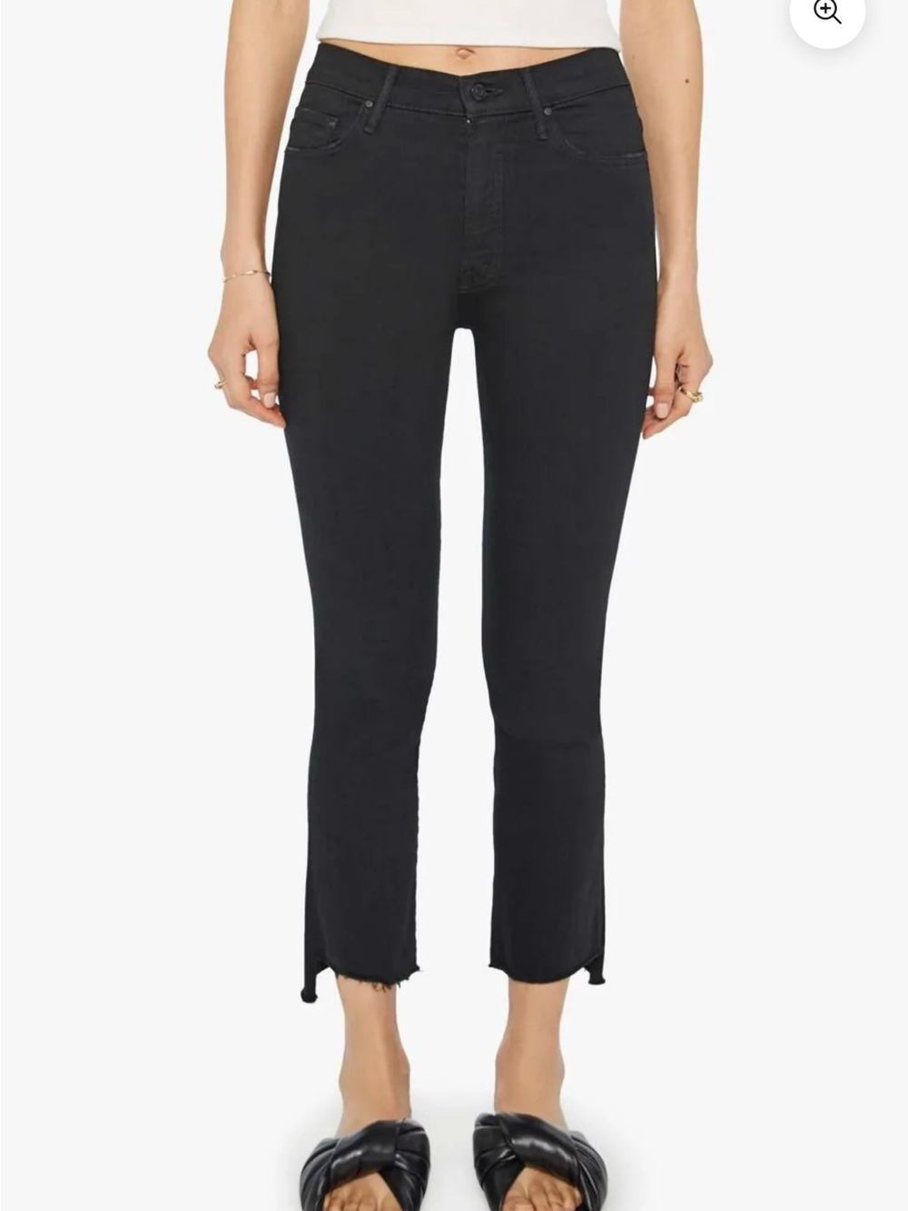 MOTHER The Insider Crop Step Fray Jeans Not Guilty Black High Rise Size 29